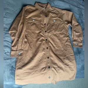 LOFT Tan Button-Up Shirt Dress